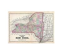 Wee Blue Coo 1873 Beers Map New York State Wall Art Print