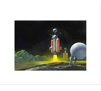 Wee Blue Coo 1950s Drawing Space Ship Men Planet Sci Fi Wall Art Print