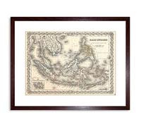 Wee Blue Coo 9x7 '' 1855 COLTON MAP EAST INDIES SINGAPORE THAILAND FRAMED ART PRINT F97X014