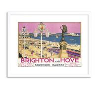 Wee Blue Coo 9x7 '' BRIGHTON HOVE SUSSEX BEACH RESORT PIER SEA PINK FRAMED ART PRINT F97X1205
