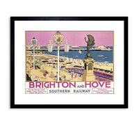 Wee Blue Coo 9x7 '' BRIGHTON HOVE SUSSEX BEACH RESORT PIER SEA PINK FRAMED ART PRINT F97X1205