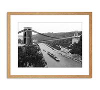 Wee Blue Coo 9x7 '' BRISTOL CLIFTON BRIDGE CLIFFS ENGLAND OLD BW FRAMED ART PRINT F97X214