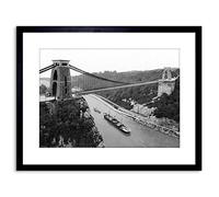Wee Blue Coo 9x7 '' BRISTOL CLIFTON BRIDGE CLIFFS ENGLAND OLD BW FRAMED ART PRINT F97X214