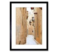 Wee Blue Coo 9x7 '' MDINA MALTA HISTORIC NARROW BACK STREET PHOTO FRAMED ART PRINT F97X522