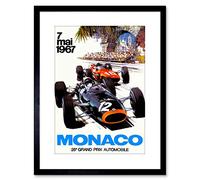 Wee Blue Coo 9x7 '' MONACO 25 GRAND PRIX AUTOMOBILE 1967 RACE FRAMED ART PRINT F97X1799
