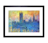 Wee Blue Coo 9x7 '' MONET LONDON PARLIAMENT IN OLD MASTER PAINTING FRAMED ART PRINT F97X235