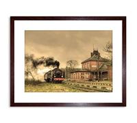 Wee Blue Coo 9x7 '' OLD RETRO STEAM TRAIN LOCOMOTIVE ENGINE PHOTO FRAMED ART PRINT F97X635
