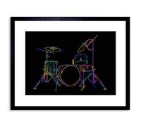 Wee Blue Coo 9x7 '' PAINTING COLOURFUL DRUM KIT MUSIC INSTRUMENT FRAMED ART PRINT F97X676