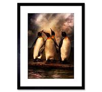 Wee Blue Coo 9x7 '' PENGUIN WATER MOODY PHOTO FRAMED ART PRINT PICTURE MOUNT PHOTO F97X801