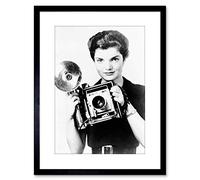 Wee Blue Coo 9x7 '' PHOTO B&W CAMERA JACQUELINE KENNEDY ONASSIS FRAMED ART PRINT F97X1709
