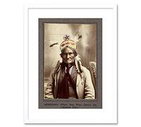 Wee Blue Coo 9x7 '' PHOTO CHIEF GERONIMO NATIVE AMERICAN INDIAN FRAMED ART PRINT F97X1745