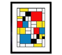 Wee Blue Coo 9x7 '' PIET MONDRIAN ABSTRACT CUBES SQUARES OLD MASTER FRAMED ART PRINT F97X860