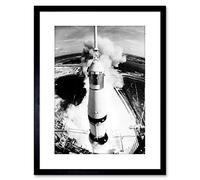 Wee Blue Coo 9x7 '' SPACE ROCKET LAUNCH SATURN V APOLLO 11 VIEW FRAMED ART PRINT F97X1072