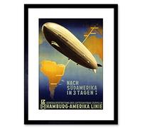 Wee Blue Coo 9x7 '' TRAVEL AIRSHIP ZEPPELIN GERMANY SOUTH AMERICA FRAMED ART PRINT F97X1336