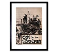Wee Blue Coo 9x7 '' WAR AD FUND U-BOAT SUBMARINE NAVY FIRST WORLD FRAMED ART PRINT F97X1861