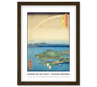 A Fine Evening on the Coast, Tsushima Province Tsushima Province Utagawa Hiroshige Japan Woodblock Classic Collection Artwork Framed Wall Art Print A4 Artery8 Brown One Size