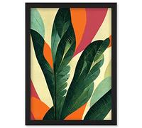 Abstract Boho Colour Exotic Tropical Leaves Botanical Artwork Framed Wall Art Print A4 Artery8 Black One Size
