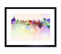 Wee Blue Coo Abstract Cityscape Rio De Janeiro Brazil Paint Splash Framed Wall Art Print