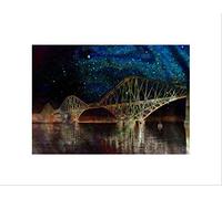Wee Blue Coo Abstract Composition Forth Bridge Starlight Sky River Wall Art Print