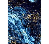 Wee Blue Coo Abstract Dark Blue Gold Pour Unframed Wall Art Print Poster Home Decor Premium