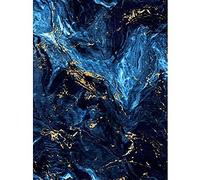 Wee Blue Coo Abstract Dark Blue Gold Swirl Art Print Canvas Premium Wall Decor Poster