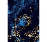 Wee Blue Coo Abstract Dark Blue Gold Waves Unframed Wall Art Print Poster Home Decor Premium