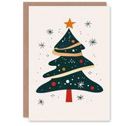 Wee Blue Coo Abstract Decorated Tree Bright Fun Modern Festive Xmas Christmas Card in Green Wee Blue Coo Green