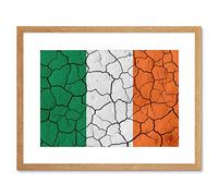 Wee Blue Coo Abstract Flag Cracked Concrete Ireland Irish Tricolour Framed Wall Art Print
