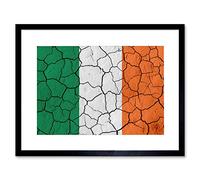 Wee Blue Coo Abstract Flag Cracked Concrete Ireland Irish Tricolour Framed Wall Art Print