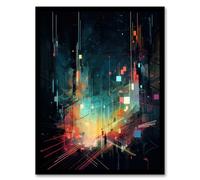 Wee Blue Coo Abstract Metropolis Cityscape Sunrise Geometric Conceptual Artwork Artwork Framed Wall Art Print A4