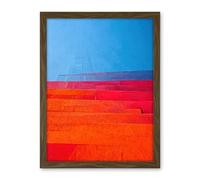 Wee Blue Coo Abstract Minimalist Steps Painting Blue Purple Pink Orange Red Artwork Framed Wall Art Print 18X24 Inch