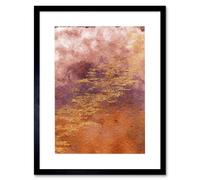 Wee Blue Coo Abstract Orange Purple Gold Watercolour Art Print Framed Poster Wall Decor 12x16 inch