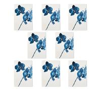 Wee Blue Coo Abstract Orchid Flower Bloom Blue Watercolour Art Cards Pack of 8, A6 | Size: 8 pack Wee Blue Coo Blue 8 pack