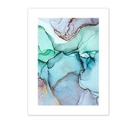 Wee Blue Coo Abstract Paint With Cool Colours Art Print Canvas Premium Wall Decor Poster