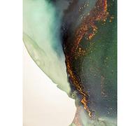 Wee Blue Coo Abstract Paint With Gold Green Art Print Poster Wall Decor