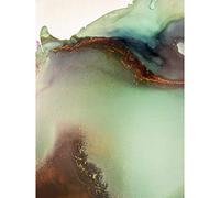 Wee Blue Coo Abstract Paint With Green Gold Art Print Poster Wall Decor
