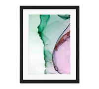 Wee Blue Coo Abstract Paint With Green Pink Large Framed Art Print Wall Poster 18x24 inch