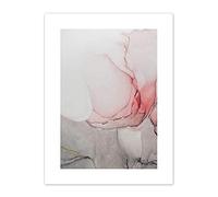 Wee Blue Coo Abstract Paint With Pink Grey Ink Art Print Canvas Premium Wall Decor Poster