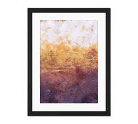 Wee Blue Coo Abstract Purple Yellow Gold Watercolour Large Framed Art Print Wall Poster 18x24 inch