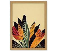Wee Blue Coo Abstract Retro Art Nouveau Flowers in Bloom Black Gold Artwork Framed A3 Wall Art Print