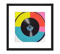 Wee Blue Coo Abstract Retro Pop Art Vinyl Record Sixties Colourful Yellow Red Pink Blue Painting Square Wooden Framed Wall Art Print Picture 8X8 Inch