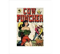Wee Blue Coo Acg Retro Comic Book Cover Cow Puncher Damsel Wall Art Print