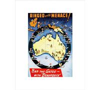 Wee Blue Coo Ad Beaufort Fighter Plane Japanese Subs War Australia Map Wall Art Print