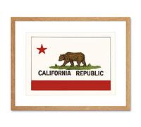 Wee Blue Coo Ad California State Flag Bear Republic Picture Framed Wall Art Print