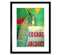 Wee Blue Coo Ad Cognac Drink Beverage Peacock Colourful Framed Art Print Picture F12X054