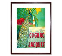 Wee Blue Coo Ad Cognac Drink Beverage Peacock Colourful Picture Framed Wall Art Print