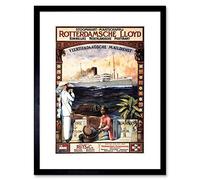 Wee Blue Coo Ad Dutch Royal Mail Ship Egypt Netherlands Rotterdam Framed Wall Art Print