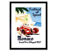 Wee Blue Coo Ad Grand Prix Car Festival Of Speed Monaco Picture Framed Wall Art Print
