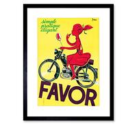 Wee Blue Coo Ad Motorcycle Favor Girl Mirror France Framed Art Print Picture F12X116