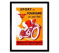 Wee Blue Coo Ad Motoring Organisation Motorcycle Club France Race Tour Paris Framed Wall Art Print